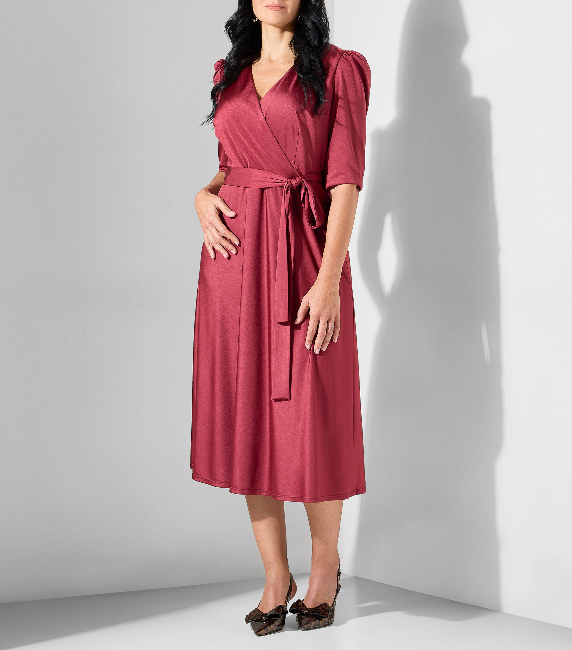Vestido formal de manga larga liso Mujer